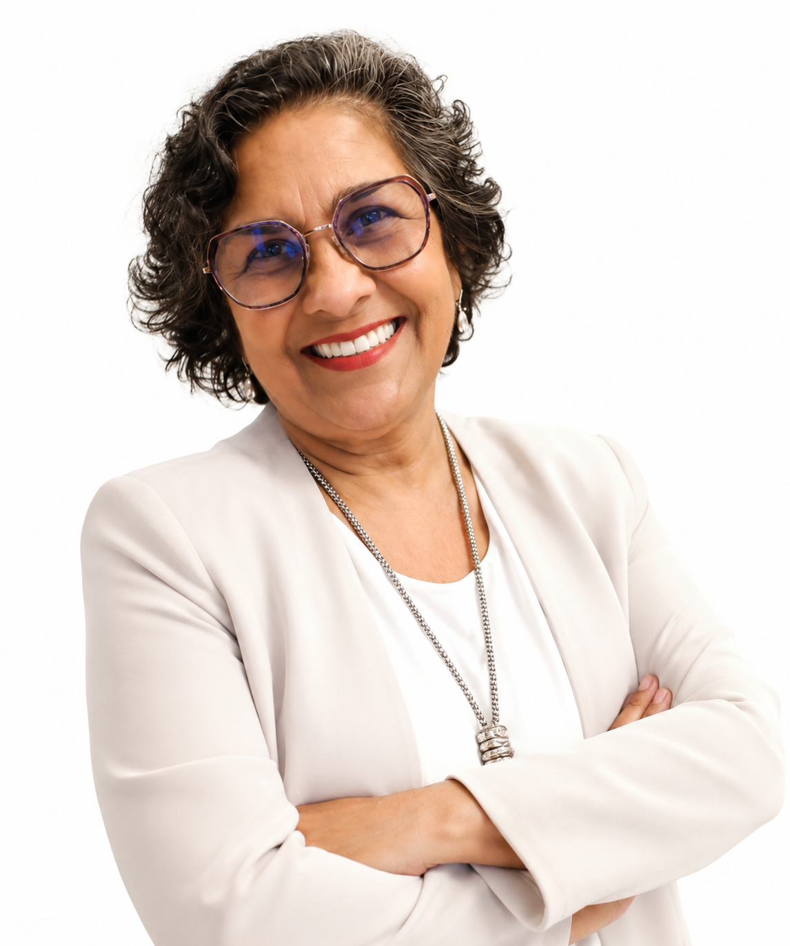 Professional woman in a white blazer